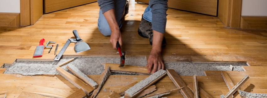 Installing new baseboard trim in a home
